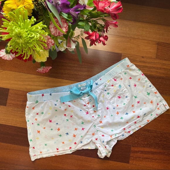 aerie Other - Aerie White Blue Ribbon Birds Boxer Pajama Shorts